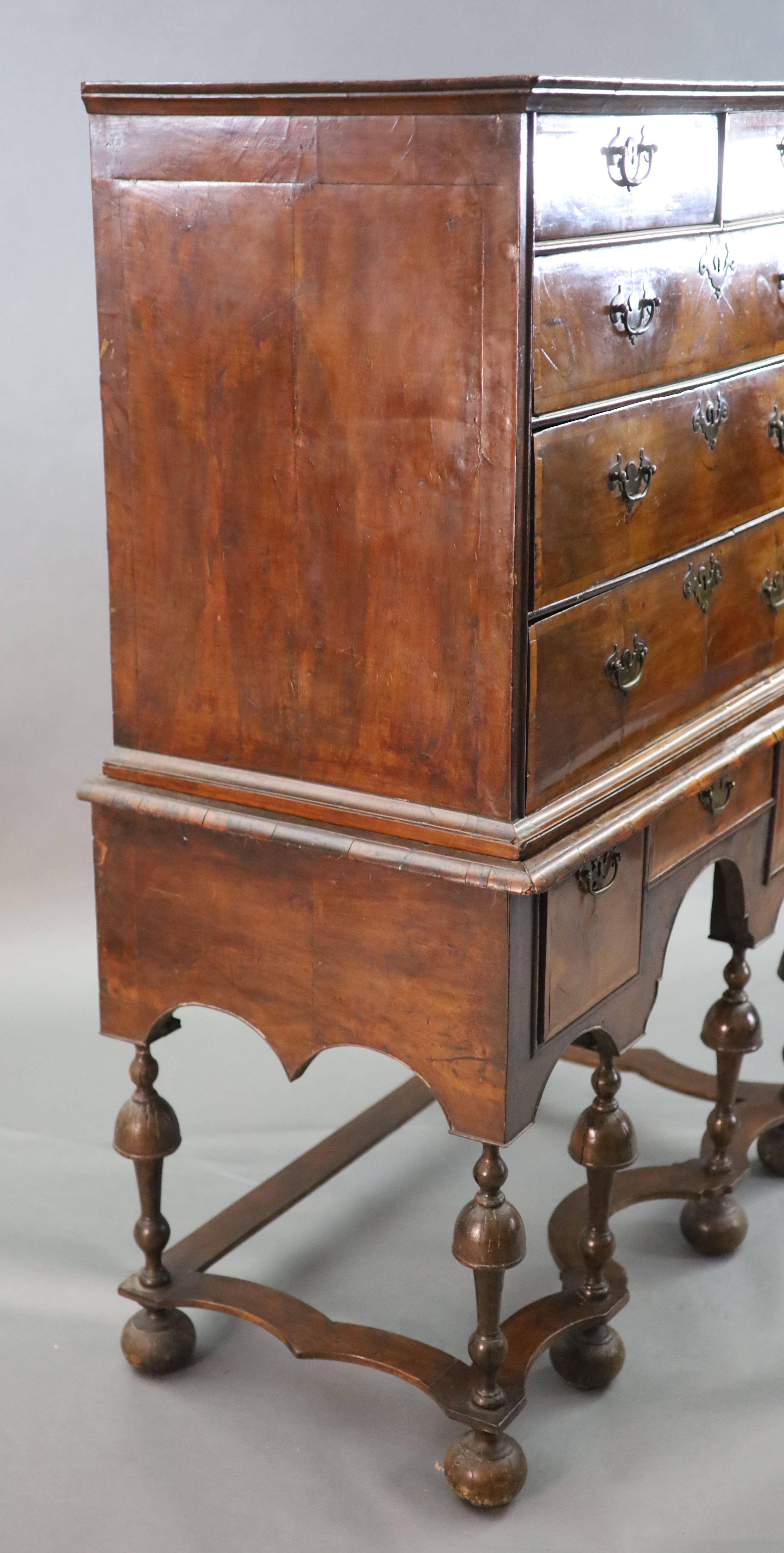 An early 18th century walnut chest on stand, W.3ft 4.5in. D.1ft 11in. H.5ft